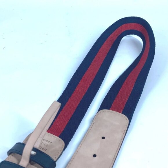 GUCCI GG interlocking G Belt Accessories belt Leather/Canvas Navy/Red - Picture 10 of 12